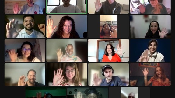 Train-the-Trainers participants wave on a Zoom screen